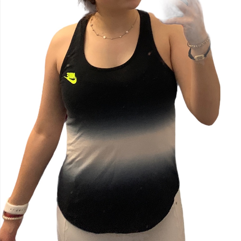 Nike White and Black Ombré Tank Top